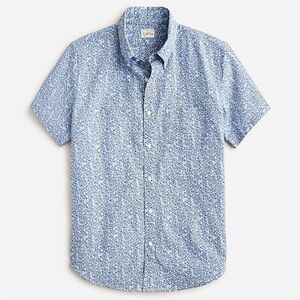 J. Crew Short-sleeve Seersucker Shirt in Floral Lake Blue Print Classic Cotton